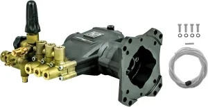 AAA Pumps 90038 Horizontal Triplex Plunger Replacement Pressure Washer Pump Kit, 3800 PSI, 3.5 GPM, 1" Shaft, Includes Hardware and Siphon Tube, for Industrial Gas Powered Machines, Black
