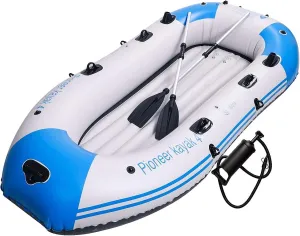 Adult Inflatable Boat, 3-4 Person Rubber Dinghy, Inflatable Kayak Set with Oars and High Output Air Pump, raft Inflatable Kayak, Fishing Boat Kayak
