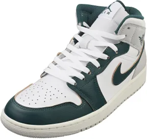 Air Jordan 1 Mid SE Men's Shoes (FQ7720-103, White/Sail/Neutral Grey/Oxidized Green) Size 13
