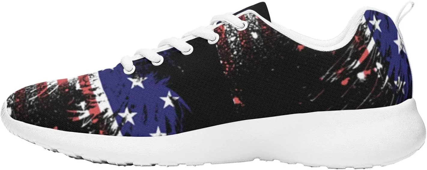 American Wave Star Flag Sneaker Men Athletic Shoes Running Shoes Comfortable Sports Walking Shoes