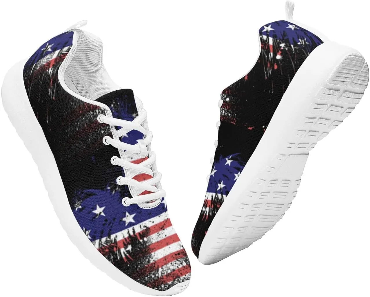 American Wave Star Flag Sneaker Men Athletic Shoes Running Shoes Comfortable Sports Walking Shoes