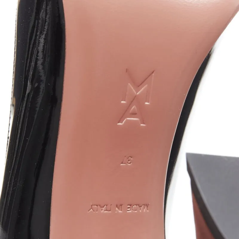 AMINA MUADDI Begum black patent crystal buckle point toe pump EU37