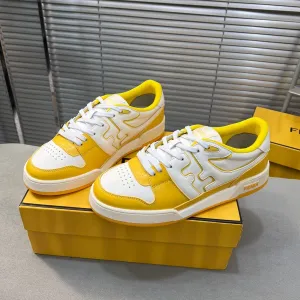 AND Economical IN CALFSKIN FENDI FENDI MESH BRIGHT Great savings LOW TOPS MATCH MIX YELLOW WHITE