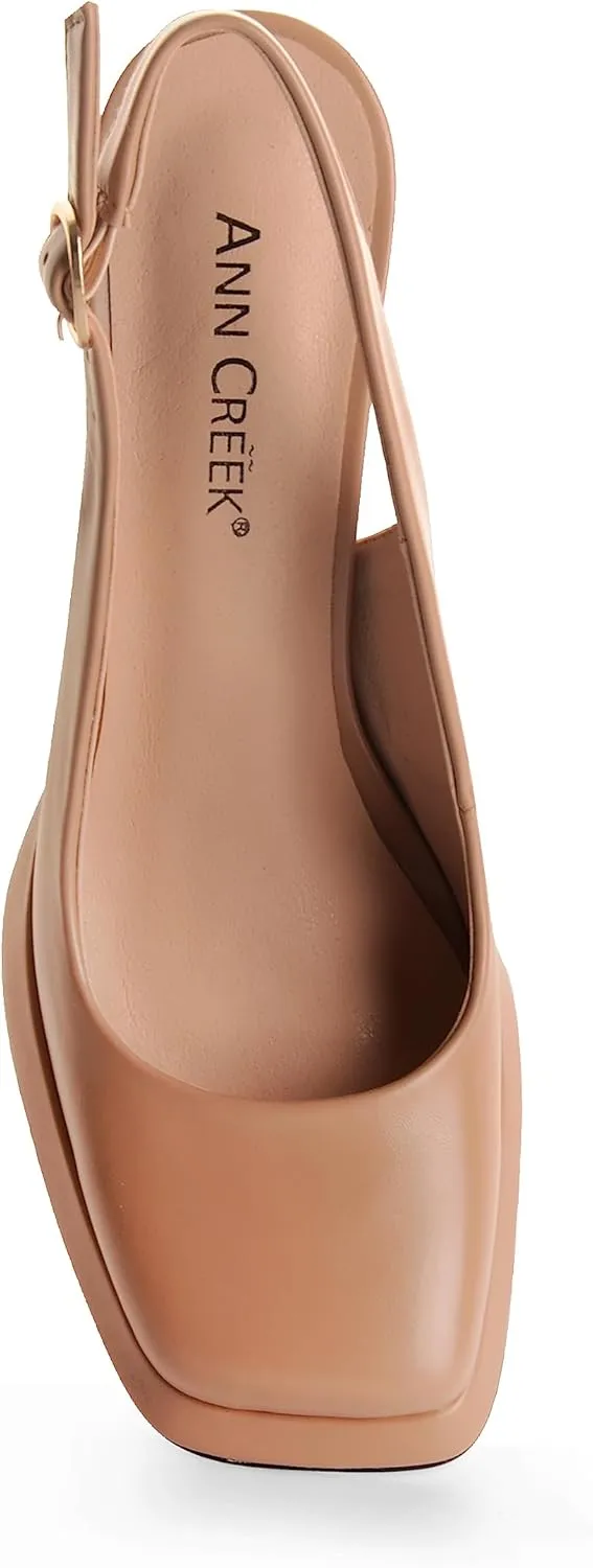 ANN CREEK Women's Platform Slingback High Heels Ladies Square Toe Pump Shoes