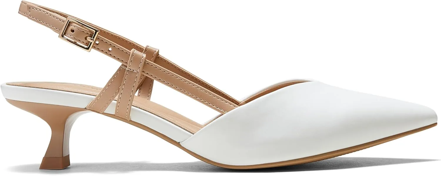 Arromic Women's Slingback Kitten Heels Closed Toe Pointed Toe Low Pump Dress Work Bridal Wedding Heel Shoes