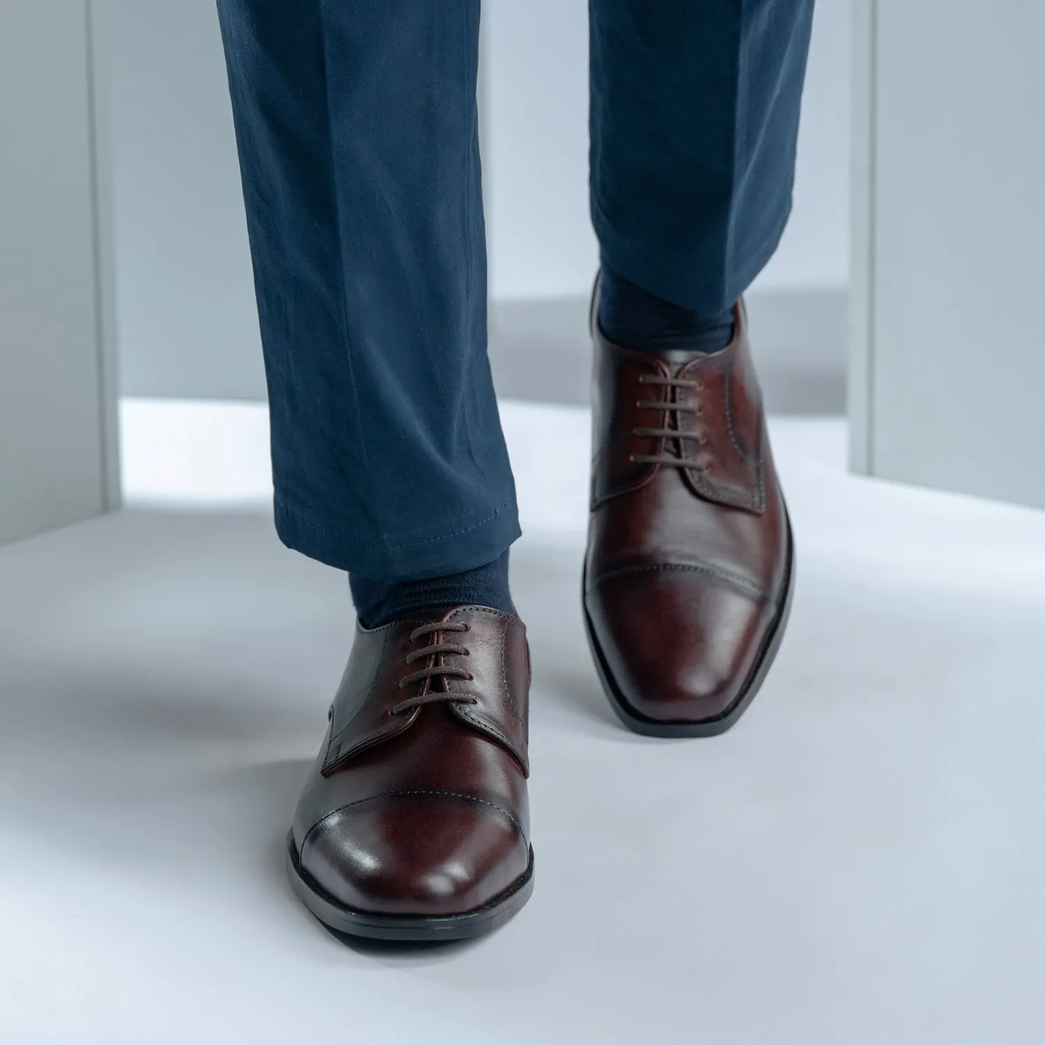 Attorney Derby Burnished Brown Leather Shoes