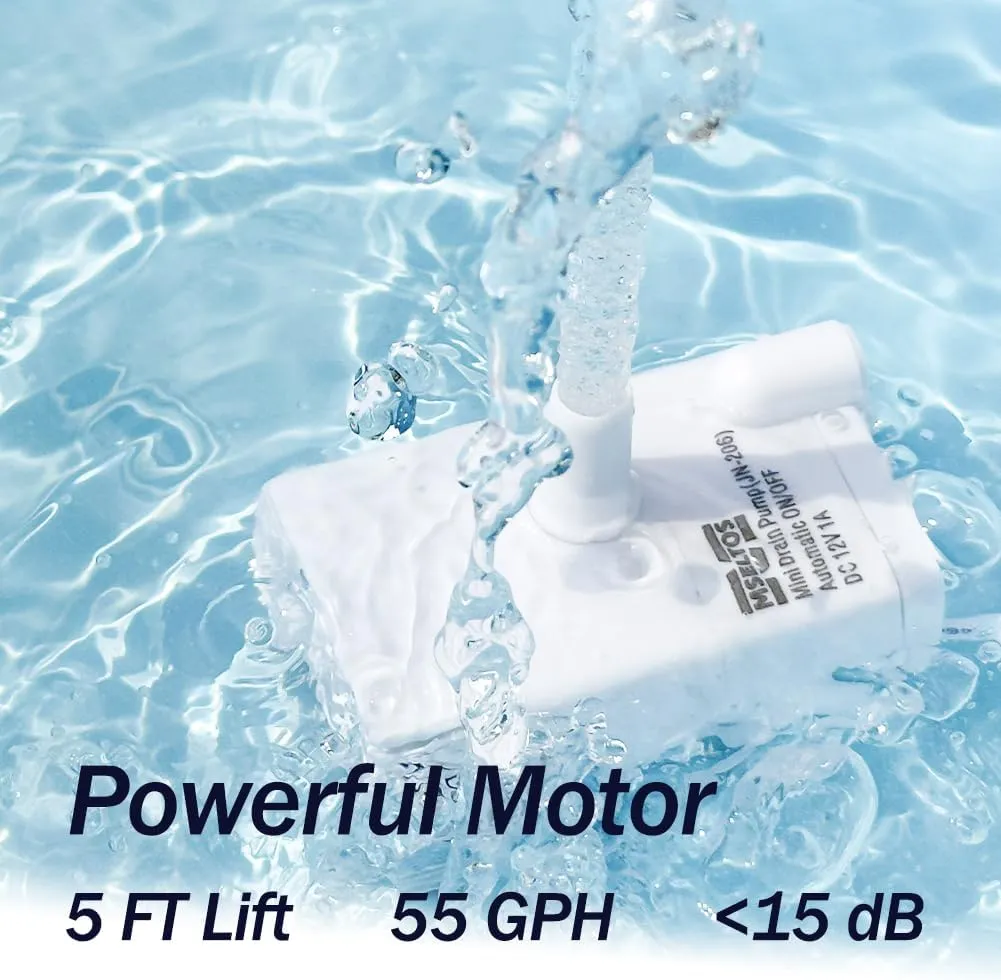 Automatic Small Sump Pump with Water Sensor, 5 FT Lift 55 GPH 115V/230V Mini Condensate Pump with Float Switch, Water Removal for Dehumidifier, Air Conditioner, Ice Maker, Basement, Auto On Off