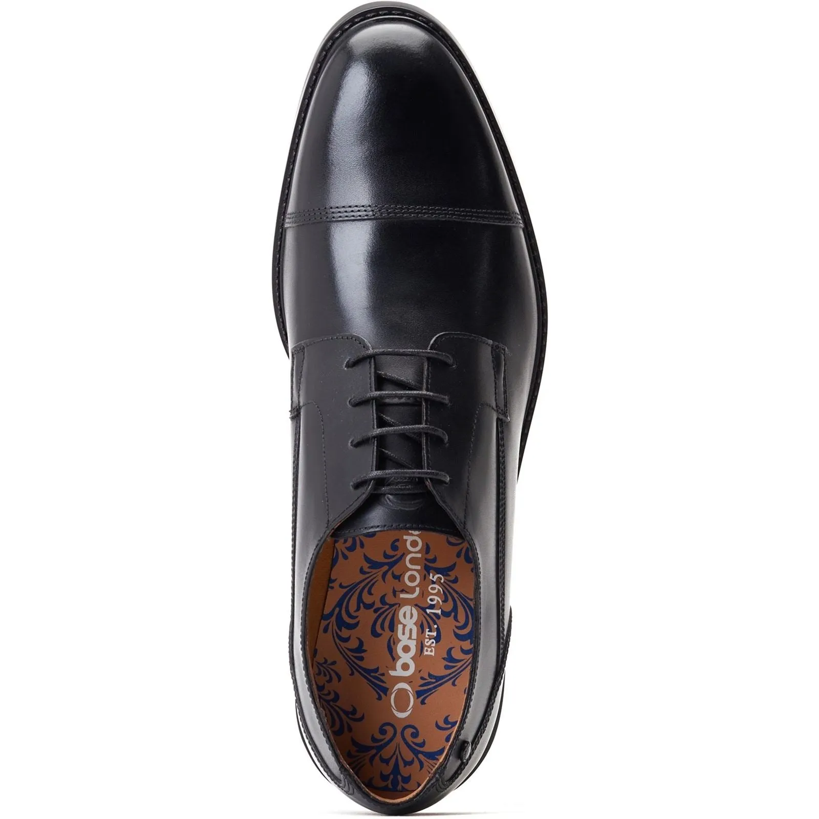 Base London Men's Magnus Toe-Cap Derby in Black