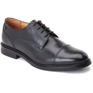 Base London Men's Magnus Toe-Cap Derby in Black