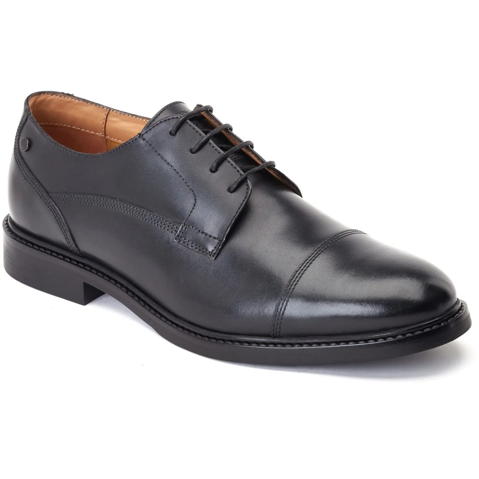 Base London Men's Magnus Toe-Cap Derby in Black