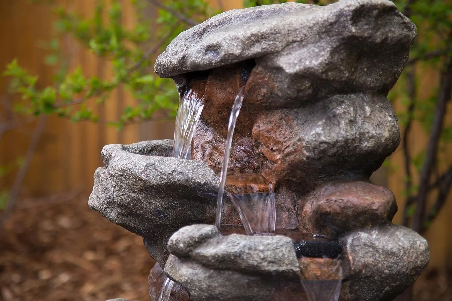 Bear Creek Waterfall Fountain - Huge Towering Rock Outdoor Water Feature for Gardens & Patios. Hand-Crafted Weather Resistant Resin. LED Lights & Pump Included.