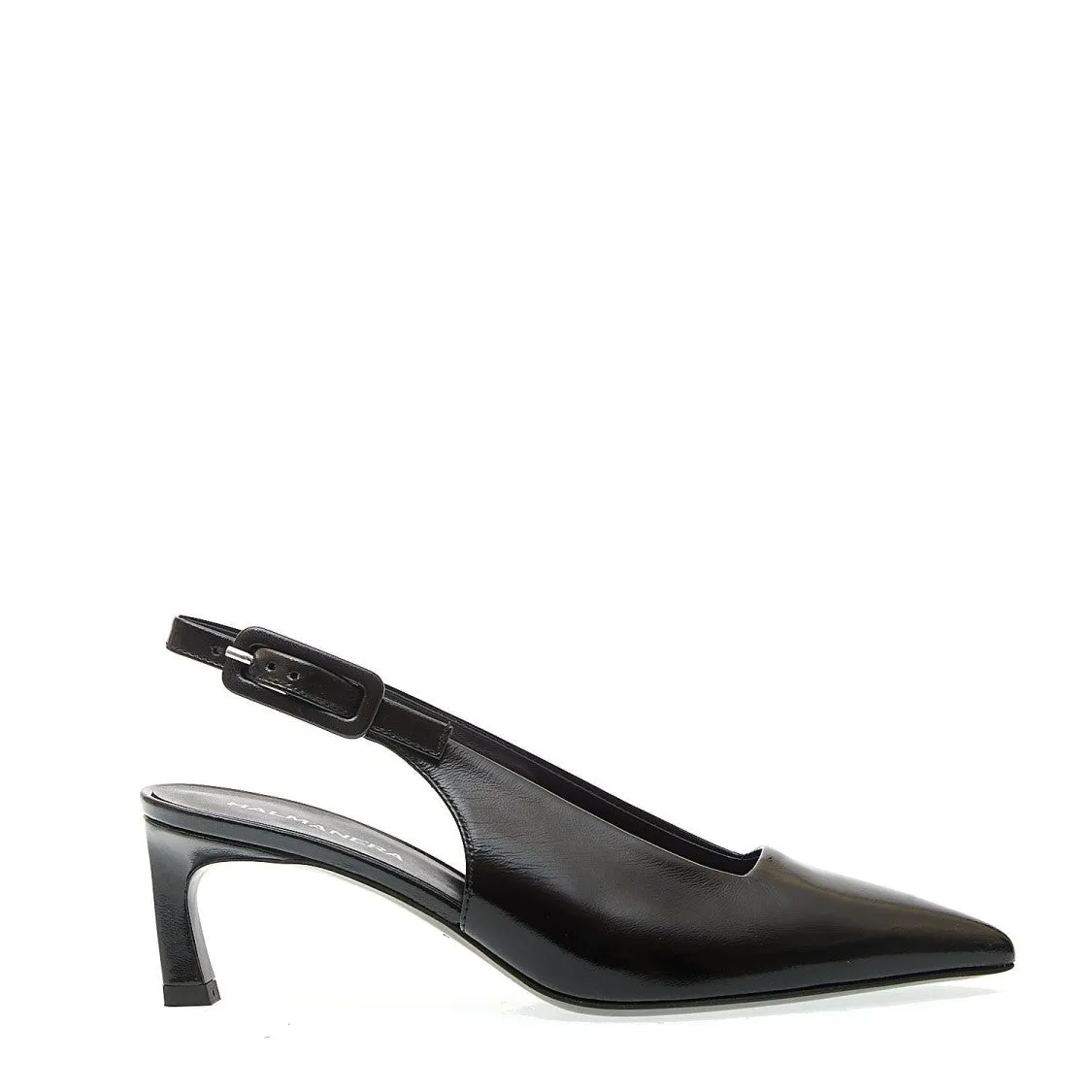 Black Patent Leather Slingback Thin Heel