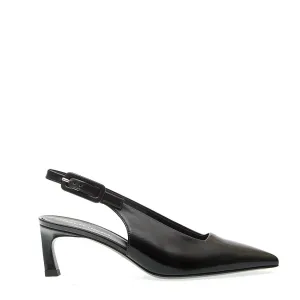 Black Patent Leather Slingback Thin Heel