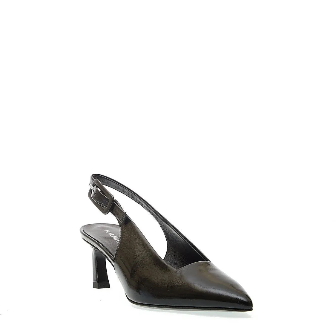 Black Patent Leather Slingback Thin Heel