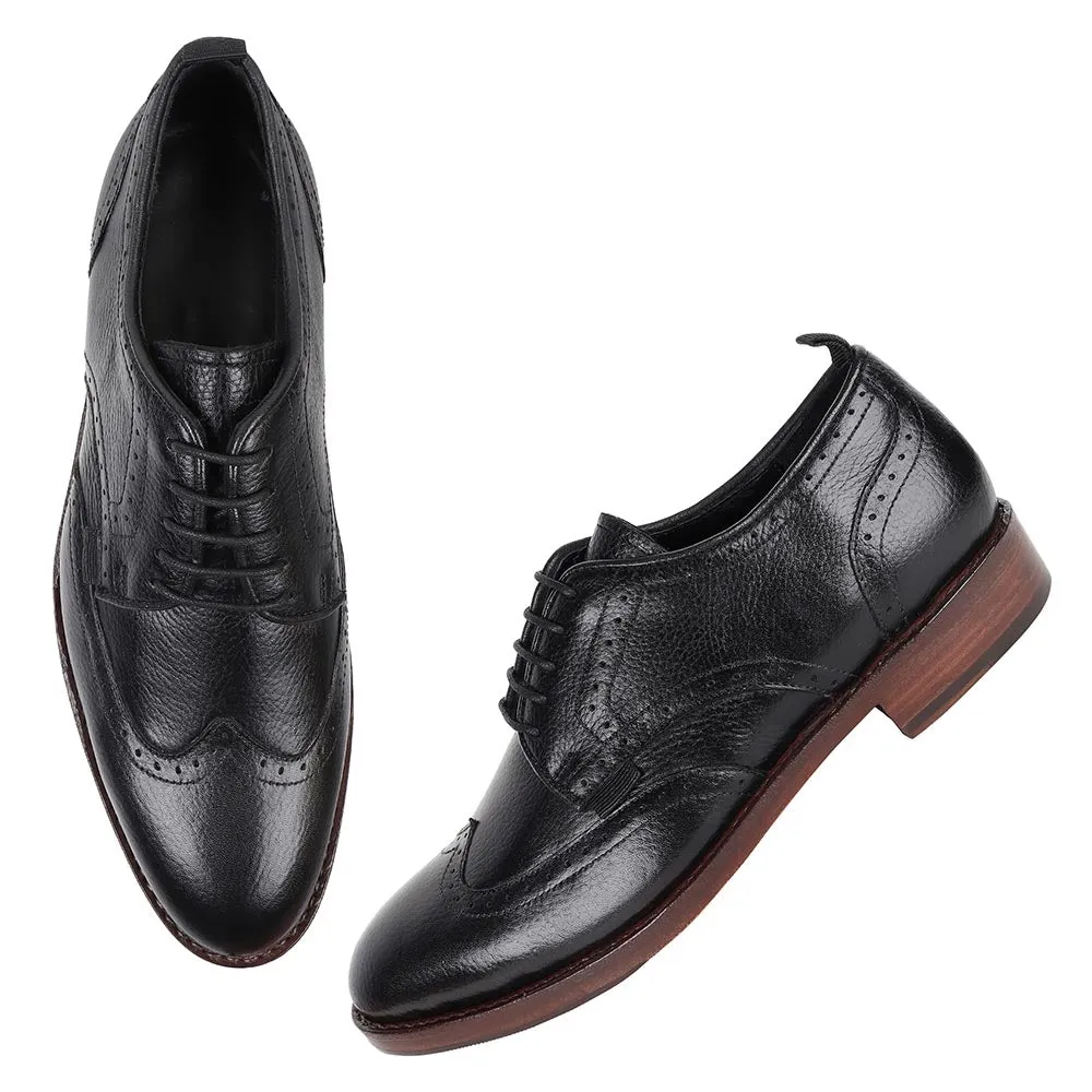 Black Supersoft Milled Goodyear Welted Derby Brogue With Fiddle Back