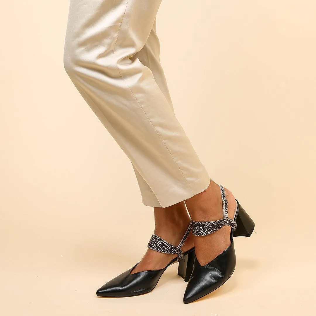 Black V Mule   Doe Elsie Strap