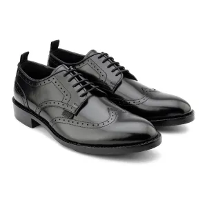 Brushed Black Goodyear Welted Derby with Pulltabs