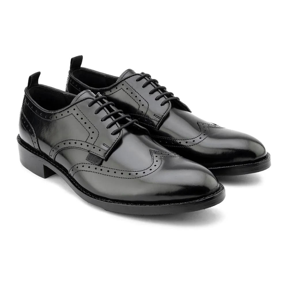 Brushed Black Goodyear Welted Derby with Pulltabs