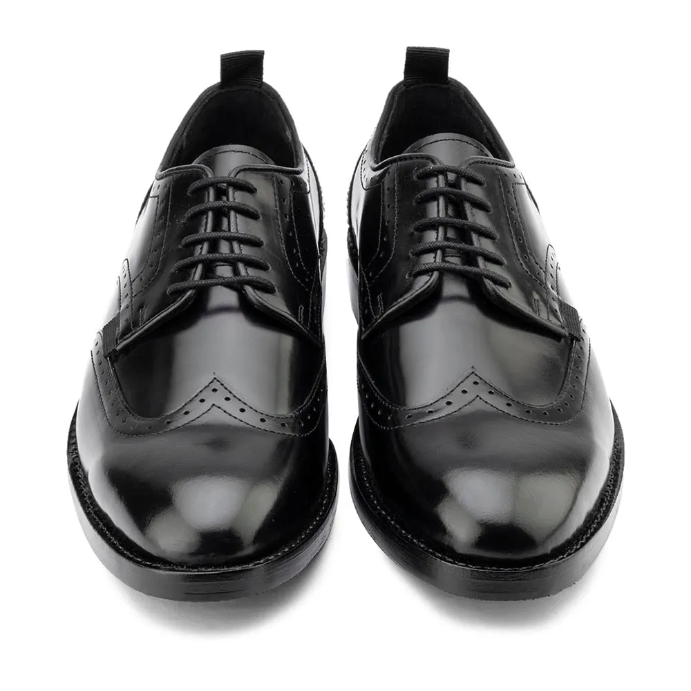 Brushed Black Goodyear Welted Derby with Pulltabs