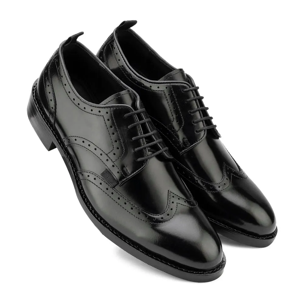 Brushed Black Goodyear Welted Derby with Pulltabs