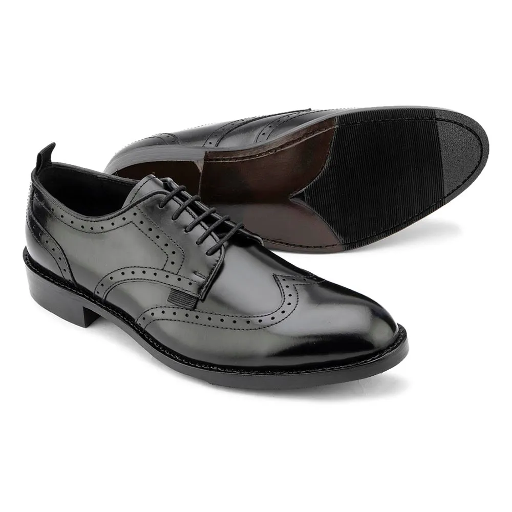 Brushed Black Goodyear Welted Derby with Pulltabs