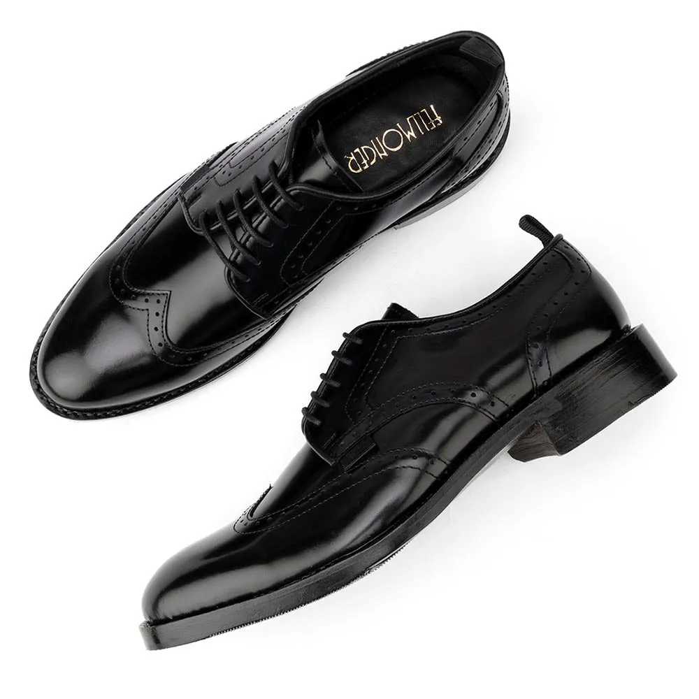Brushed Black Goodyear Welted Derby with Pulltabs