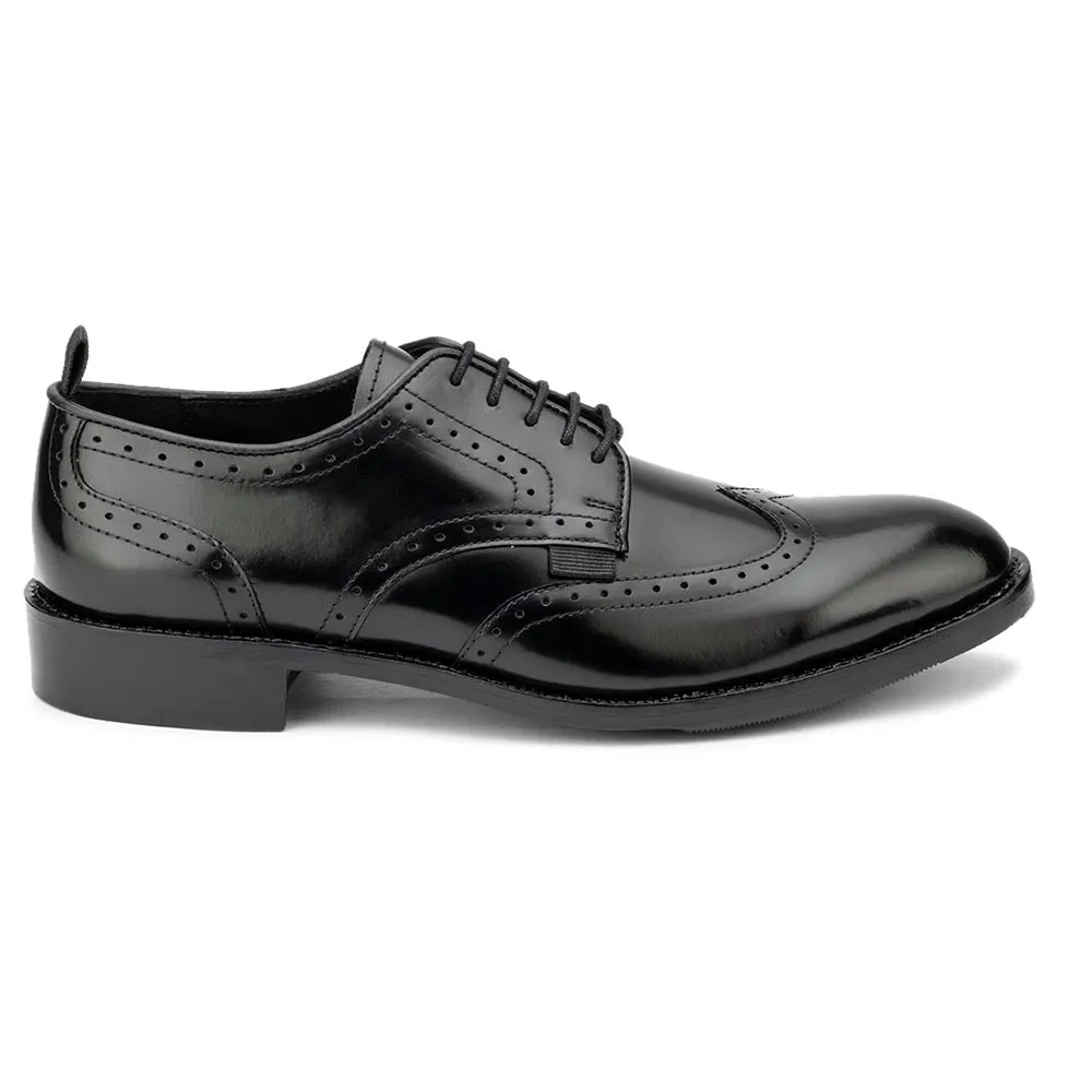 Brushed Black Goodyear Welted Derby with Pulltabs