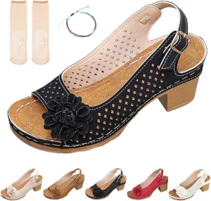 Buckled Square Heel Sandals for Women,Womens Peep Open Toe Slingback Low Chunky Heeled Dress Sandals Wedge Pump Shoes