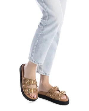 CARMELA - 162401 DOUBLE BUCKLE MULE - CAMEL SUEDE