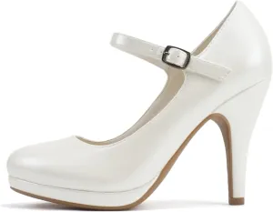 CITYCLASSIFIED “Dennis” ~ Women’s Comfort Extra Padding Insole Stiletto Heel Mary Jane Strap Pump Office Ladies Closed Round Toe Pumps Shoes
