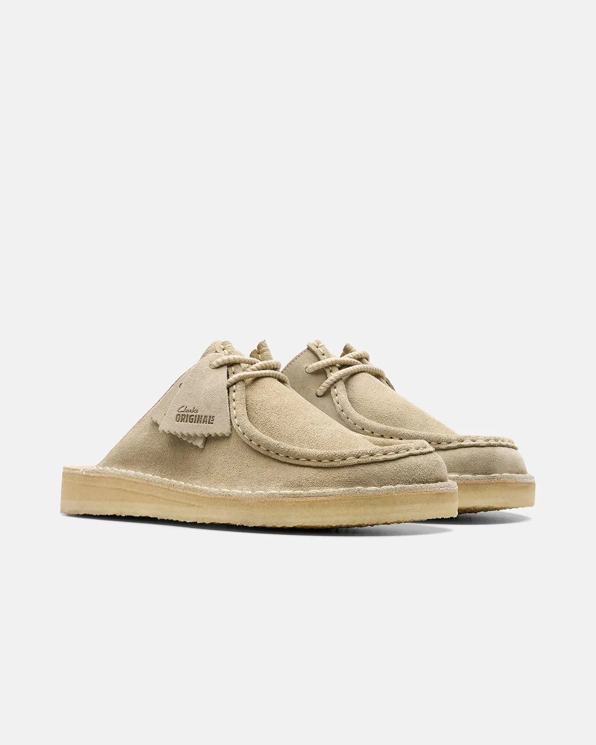 CLARKS ORIGINALS MENS DESERT NOMAD MULES PALE GREY SUEDE