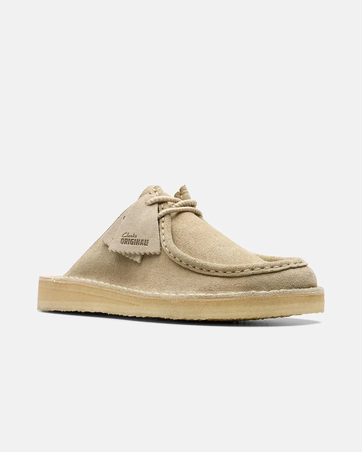 CLARKS ORIGINALS MENS DESERT NOMAD MULES PALE GREY SUEDE