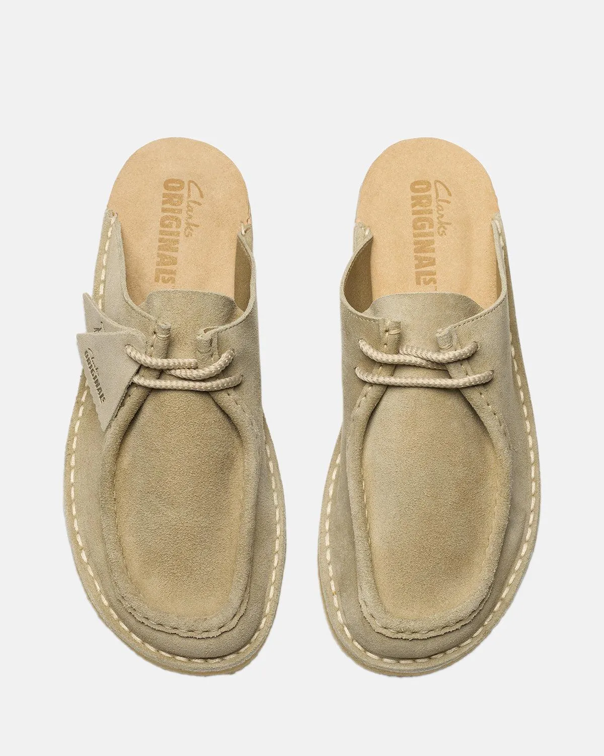 CLARKS ORIGINALS MENS DESERT NOMAD MULES PALE GREY SUEDE