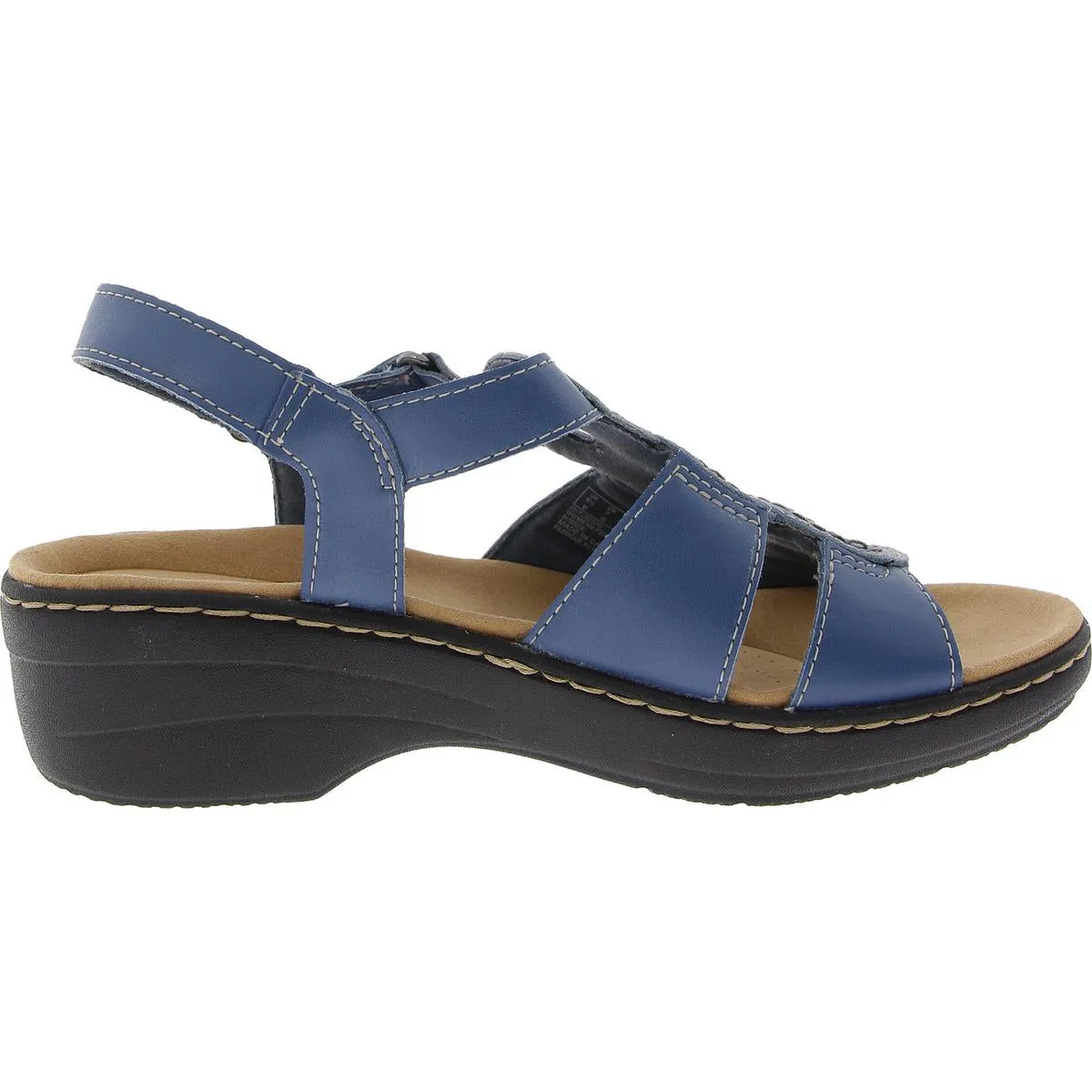 Clarks Womens Merliah Derby Leather Open Toe Wedge Heels