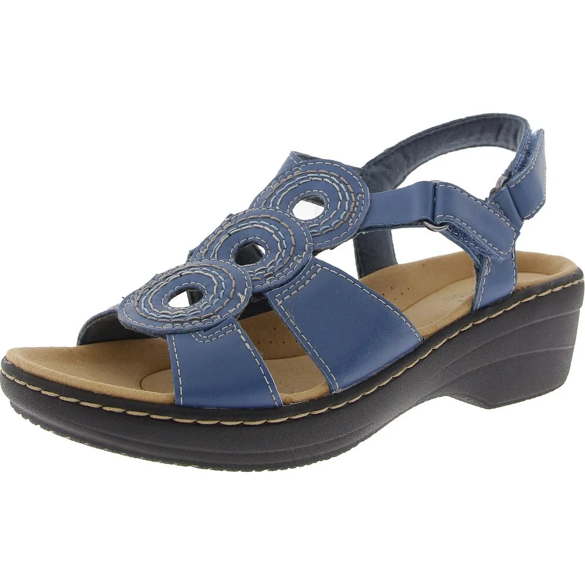 Clarks Womens Merliah Derby Leather Open Toe Wedge Heels