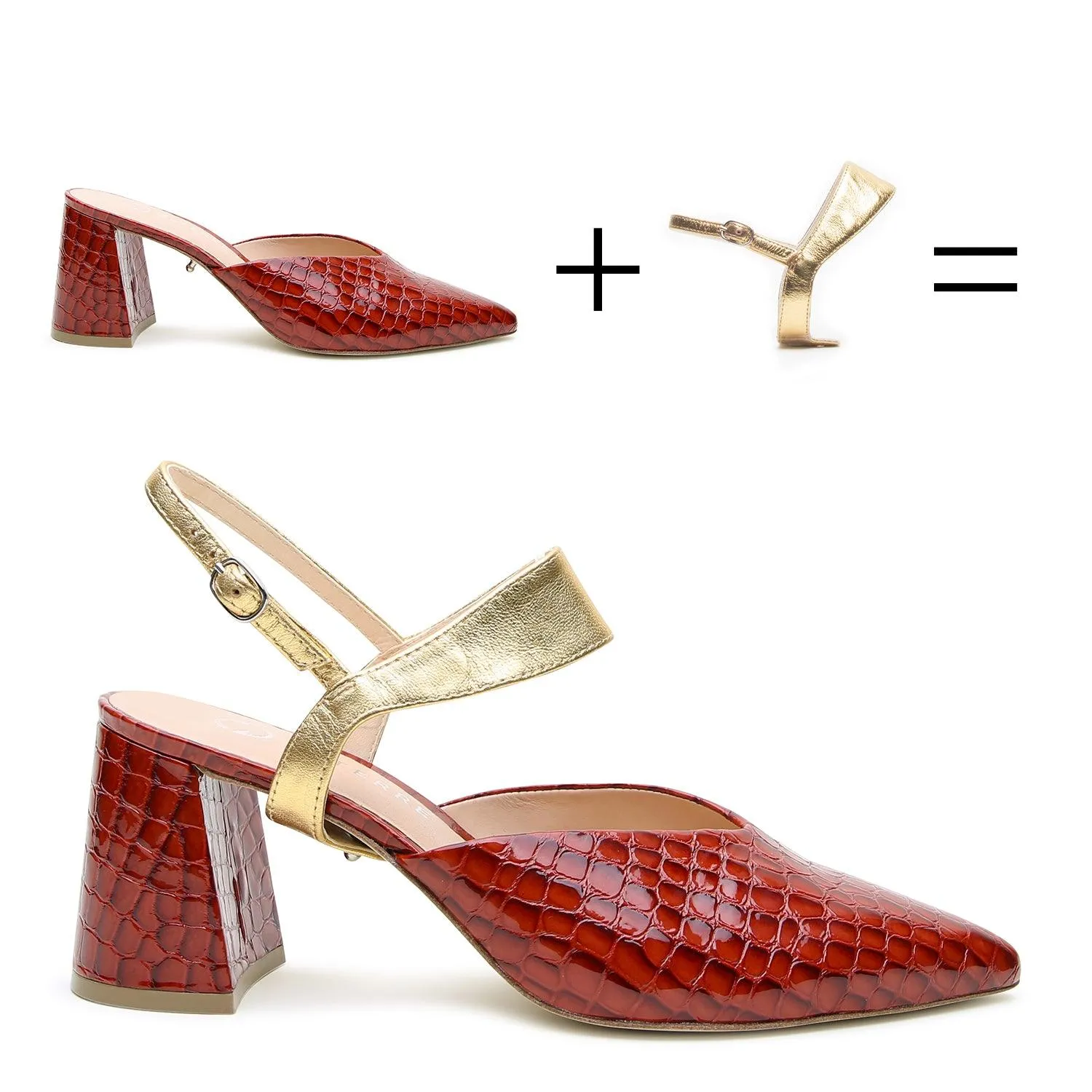 Clay Croc V Mule   Gold Elsie Strap