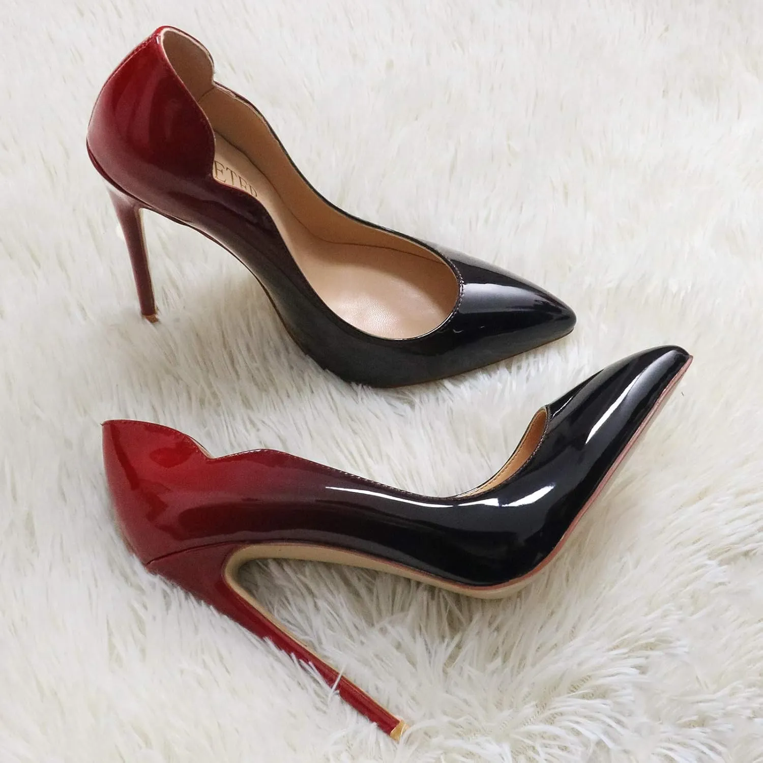 COLETER Women's Sexy Pointed Toe High Heels,4.72 inch/12cm Patent Leather Pumps,Wedding Dress Shoes,Cute Evening Stilettos