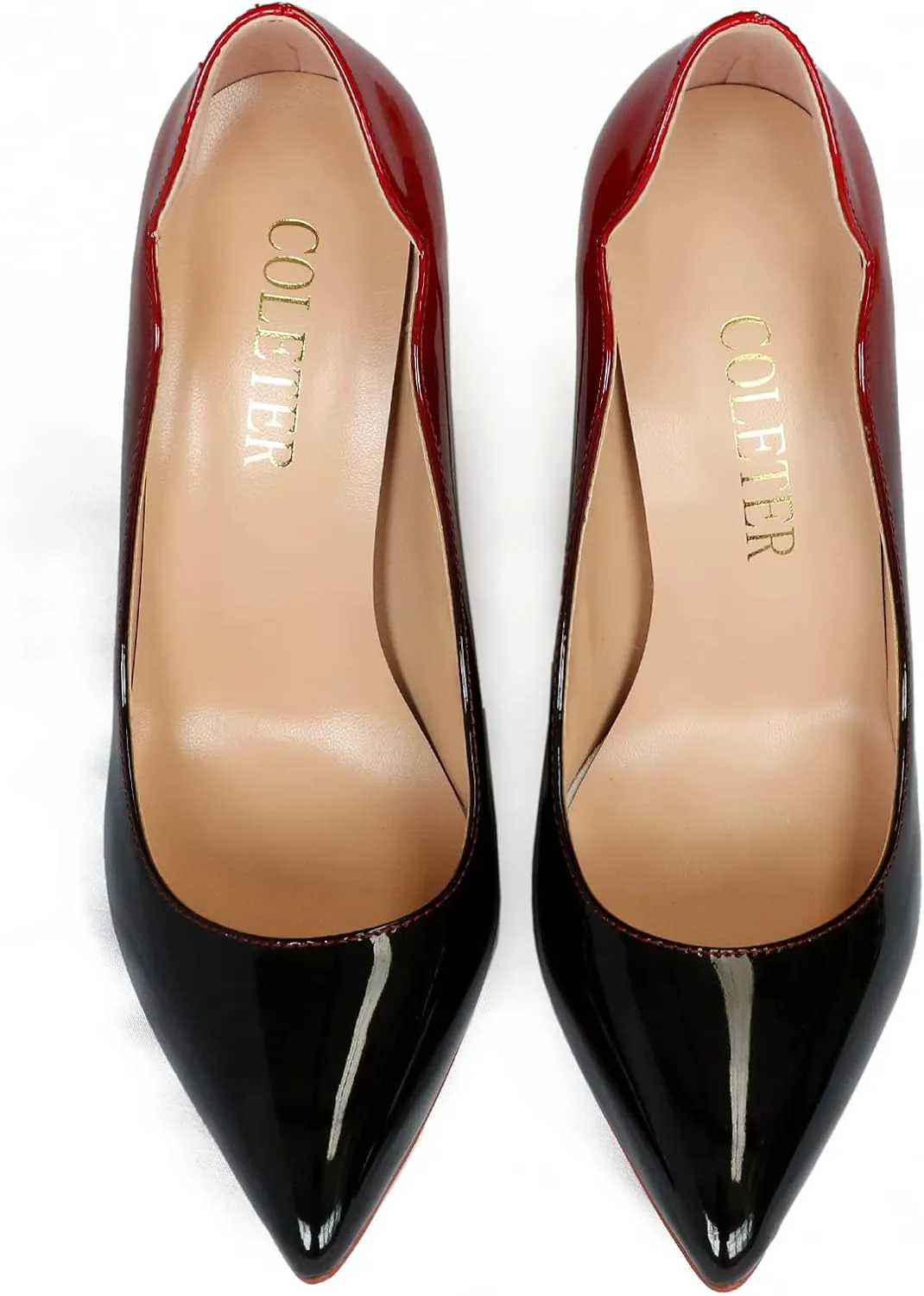 COLETER Women's Sexy Pointed Toe High Heels,4.72 inch/12cm Patent Leather Pumps,Wedding Dress Shoes,Cute Evening Stilettos