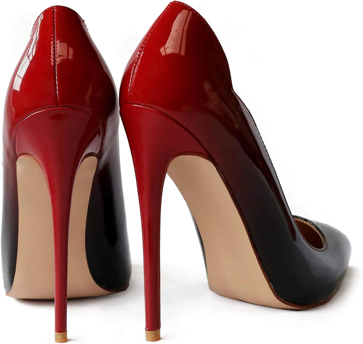 COLETER Women's Sexy Pointed Toe High Heels,4.72 inch/12cm Patent Leather Pumps,Wedding Dress Shoes,Cute Evening Stilettos
