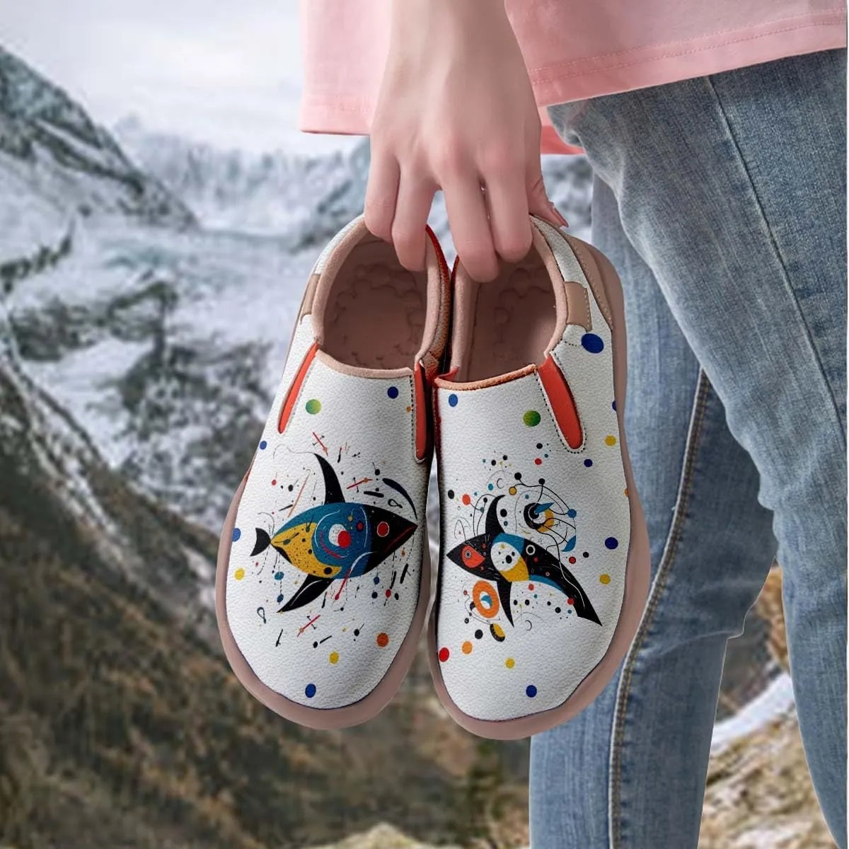 Comfortable Travel Shoes for Womens Loafers Slip Ons Ladies Nurse Shoe Walking Lightweight Cartoon Animal Painted Sneaker