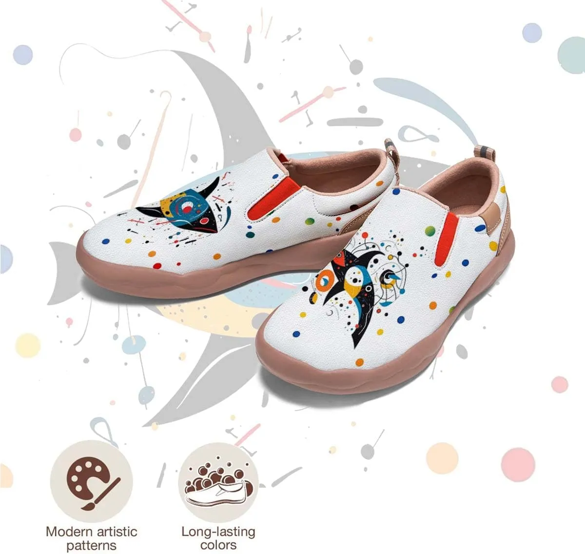 Comfortable Travel Shoes for Womens Loafers Slip Ons Ladies Nurse Shoe Walking Lightweight Cartoon Animal Painted Sneaker