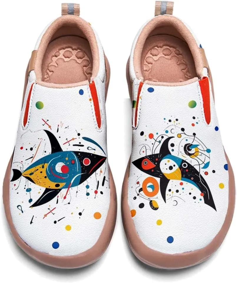 Comfortable Travel Shoes for Womens Loafers Slip Ons Ladies Nurse Shoe Walking Lightweight Cartoon Animal Painted Sneaker