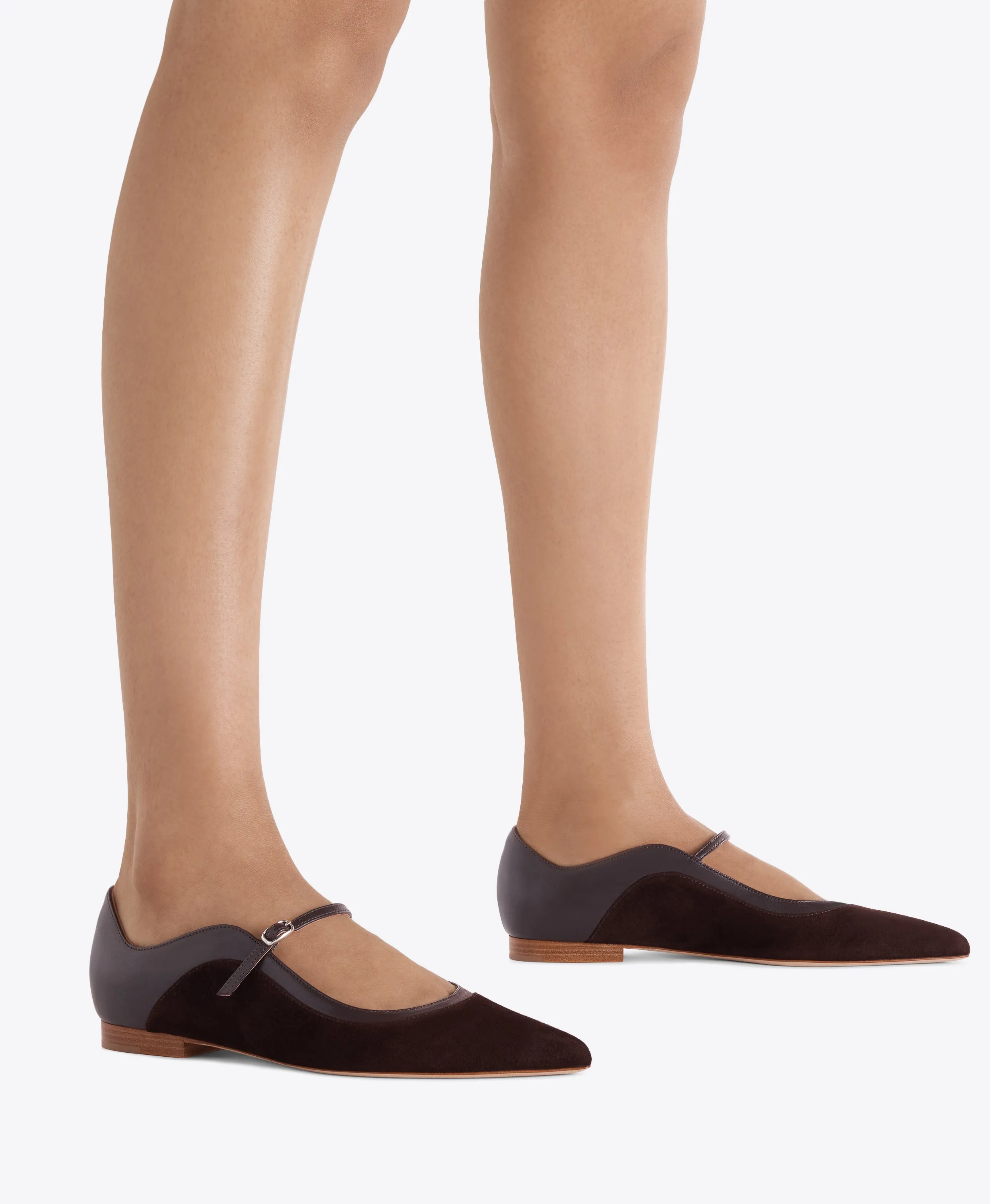 Corina Dark Brown Suede Flat Pumps