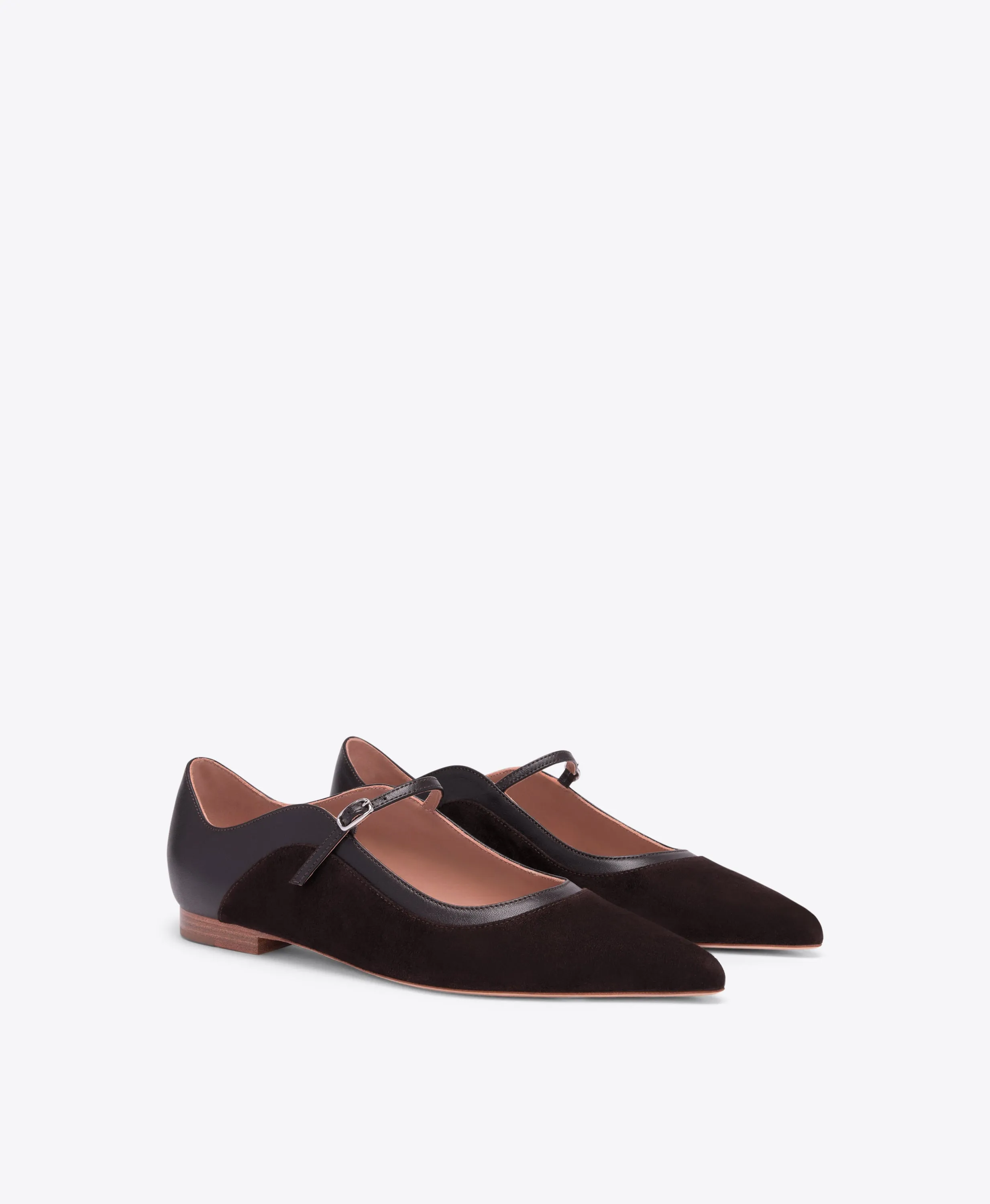 Corina Dark Brown Suede Flat Pumps