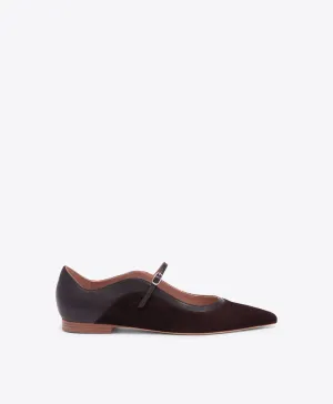 Corina Dark Brown Suede Flat Pumps