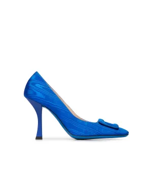 Cornflower blue fabric pump