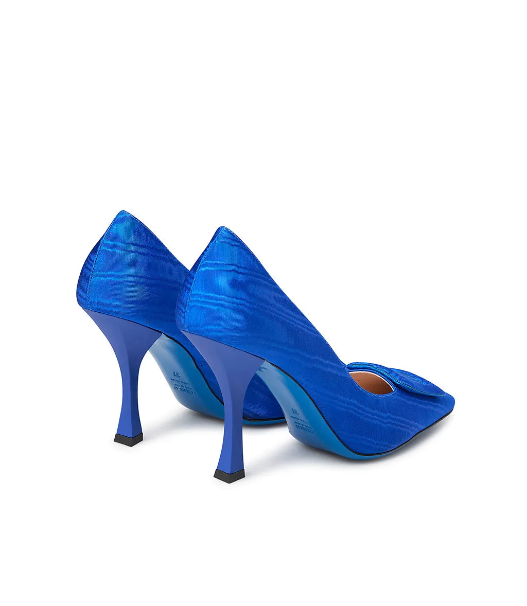 Cornflower blue fabric pump
