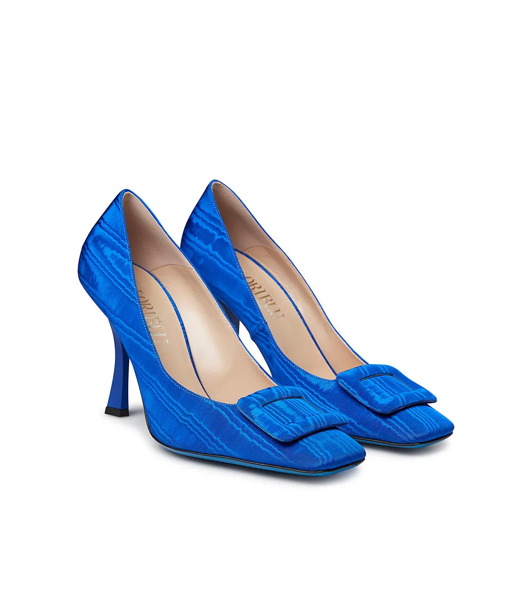 Cornflower blue fabric pump