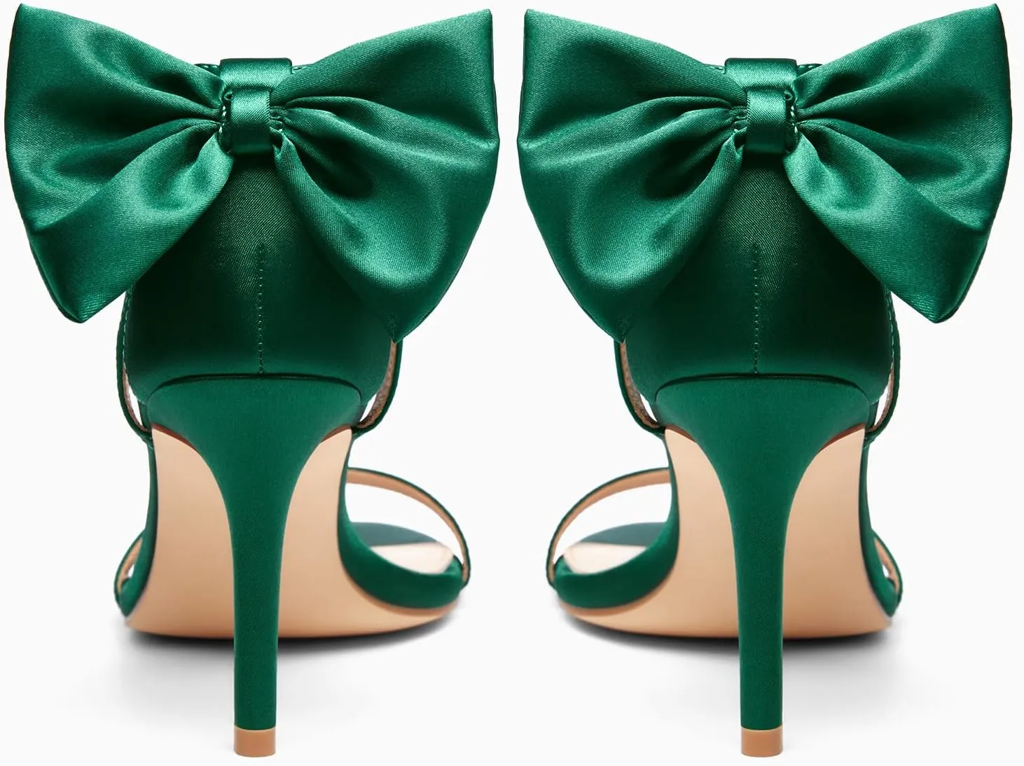 Coutgo Womens Ankle Strap High Heels Open Toe Stiletto Bow Tie Knot Heeled Sandals Fashion Wedding Dress Pump Shoes