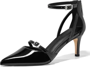 Coutgo Women's Stiletto High Heels Closed Pointed Toe Buckle Ankle Strap Pumps Wedding Party Dress Shoes